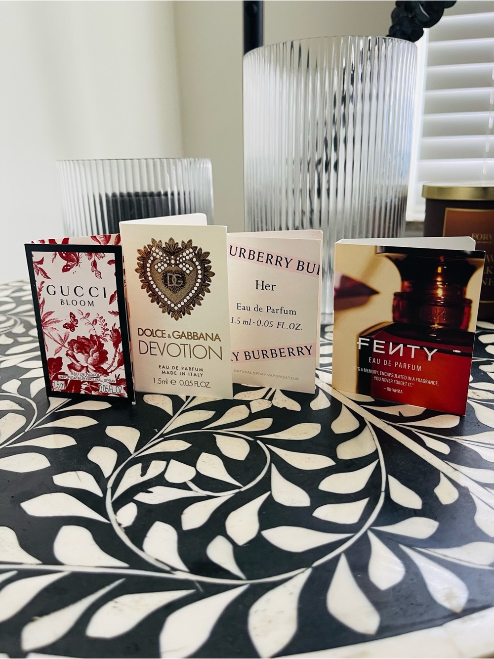 New Gucci Bloom Electric Sky Tory Burch Parfum 1.5 mL & Assorted Parfum & Facial
